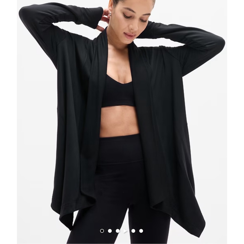 ATHLETA Size-L/Petite Cardigan Cozy Soft Pranayama Restore Wrap Black‎